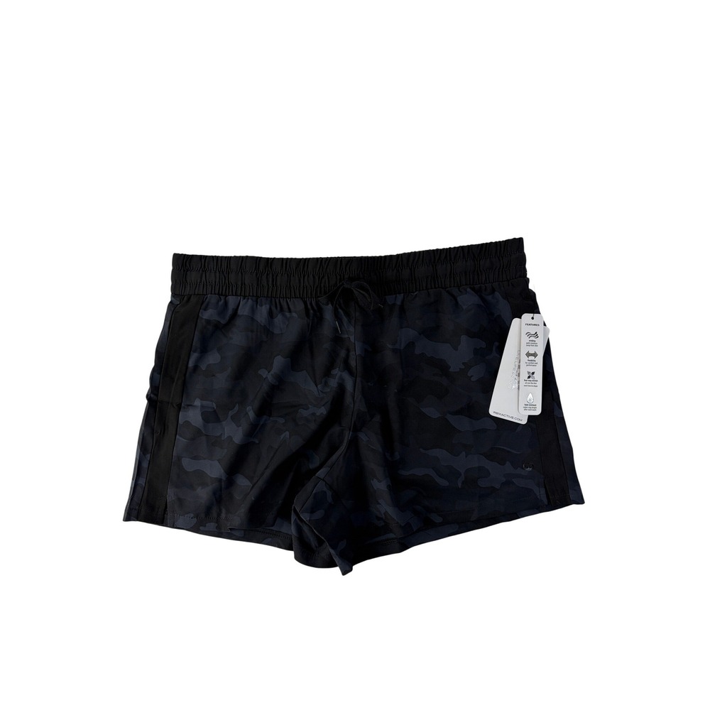 RBX Athletic Shorts Womens L Black Camo CR5202R‎ Activewear Wicking Stretch - Picture 2 of 6